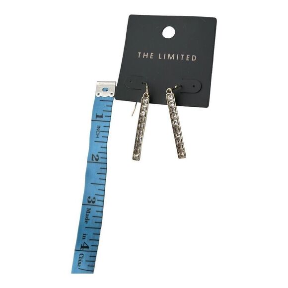 The Limited Gold/Cubic Zirconia Bar Earrings NWT - Picture 3 of 3
